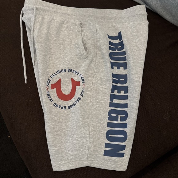 True Religion Other - True Religion Shorts Mens M Gray Fleece Sweat Logo Drawstring Athletic Gym